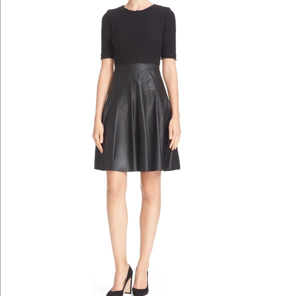 Rebecca Taylor black knit and faux leather dress